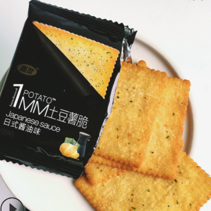 1MM土豆薯脆薄片 办公室休闲食品零食小吃薯片脆香小饼干4盒*318g图2