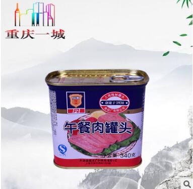 包邮上海梅林午餐肉罐头340gX24户外罐头火锅早餐面包即食猪肉图3